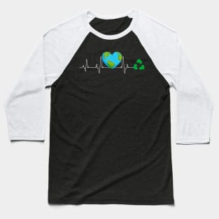 Earth Day Heartbeat Recycle Baseball T-Shirt